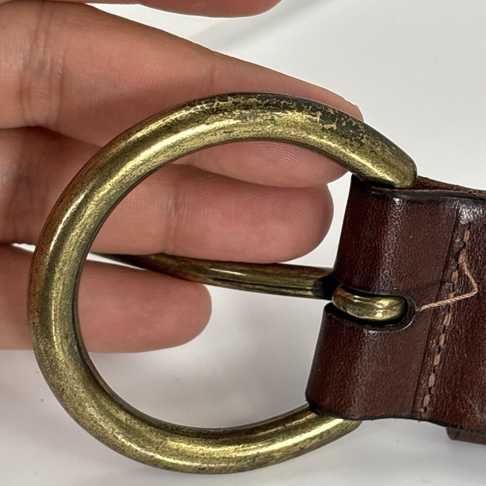 VTG American Eagle Outfitters Braided Leather Belt Cognac Brown Brass Buckle 34" - Picture 15 of 16